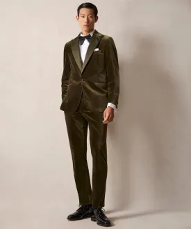 Italian Peak Lapel Velvet Tuxedo in Olive