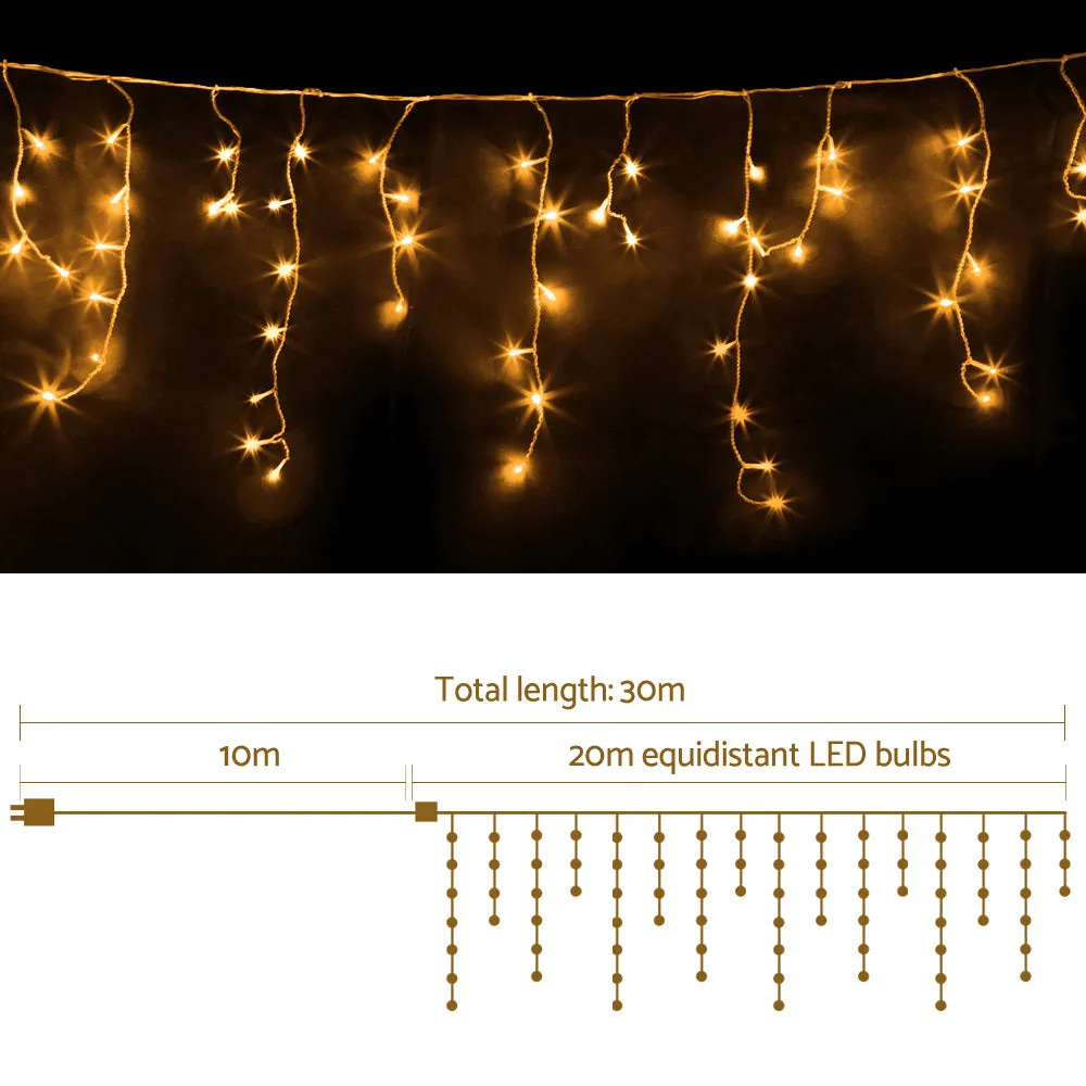 Jingle Jollys 800 LED Christmas Icicle Lights Warm White