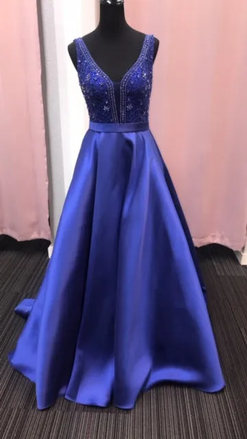 Jovani JVN67198 Sizes 6 Royal prom dress V neck A line evening gown Pockets