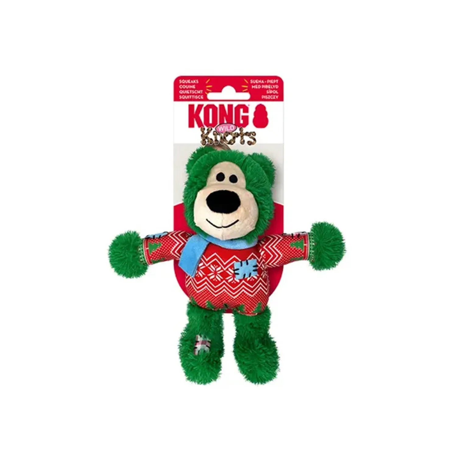 Kong Holiday Wild Knots Bear Dog Toy - Christmas