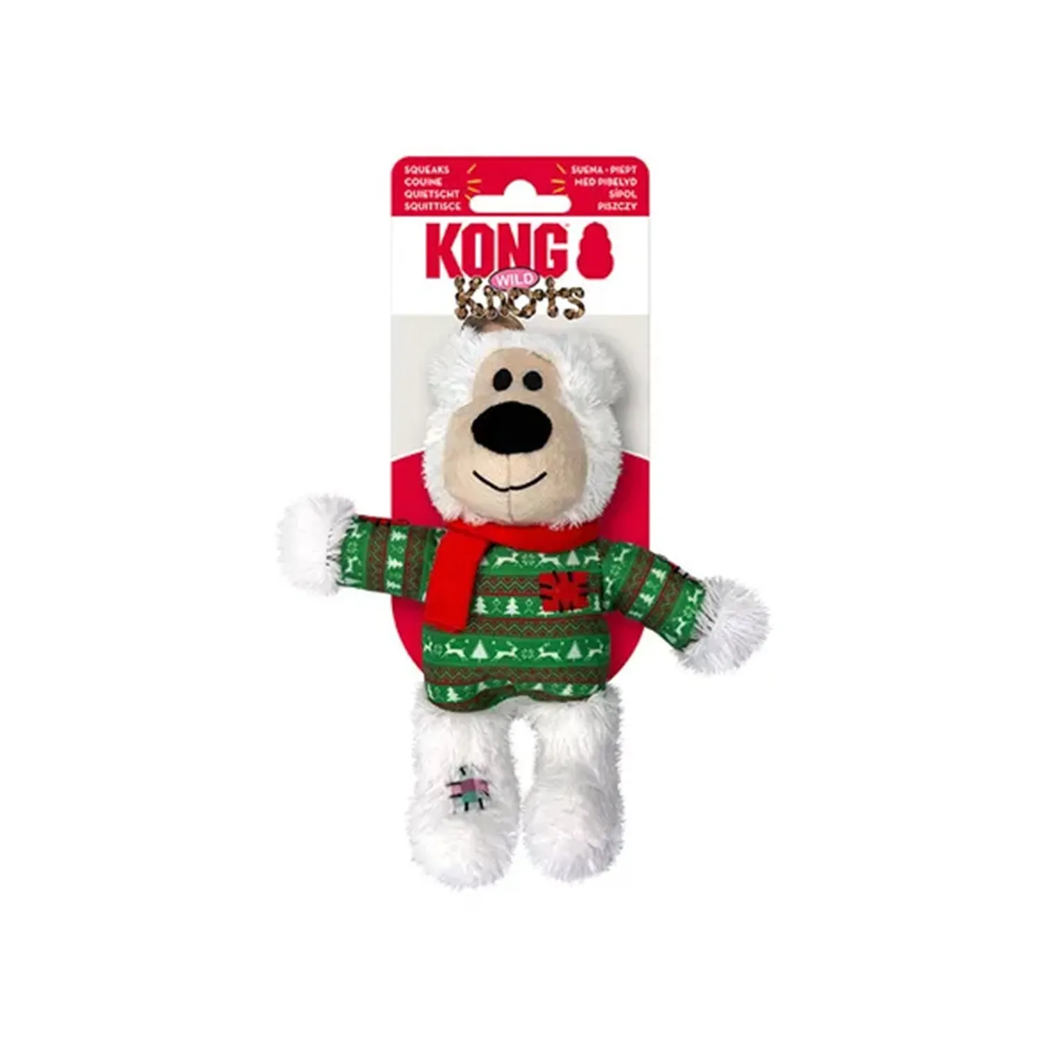 Kong Holiday Wild Knots Bear Dog Toy - Christmas