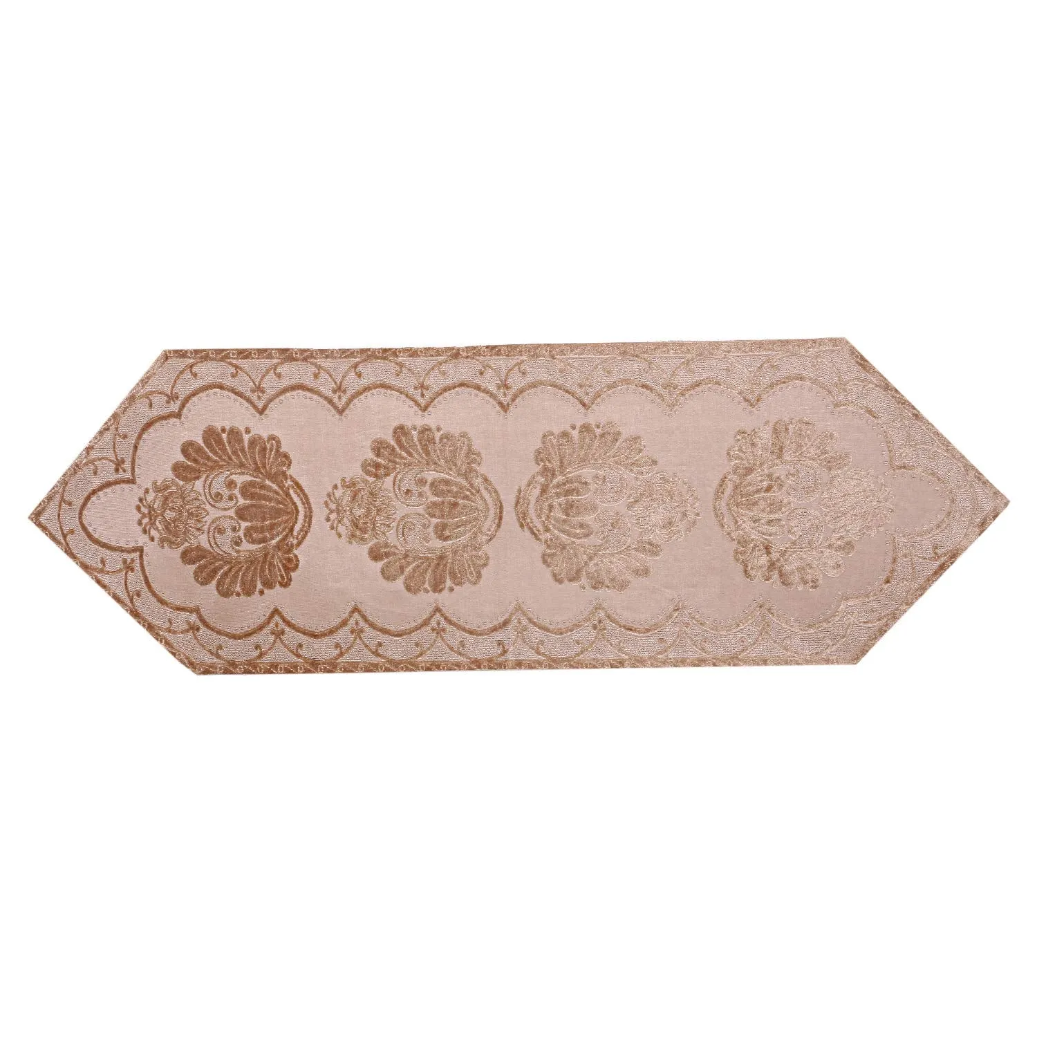 Kuber Industries Floral Design Velvet Dining Table Runner (Gold), CTKTC13810, Standard