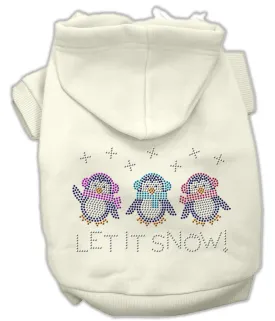 Let It Snow Penguins Rhinestone Hoodie Cream L (14)