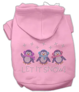 Let It Snow Penguins Rhinestone Hoodie Pink L (14)