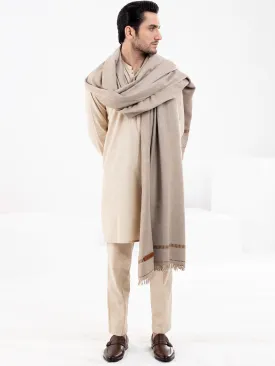 Light Brown Woolen Shawl For Men - AL-SH-010