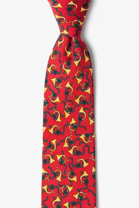 Men's Christmas Horns Red Silk Tie