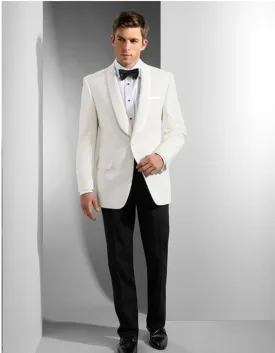 Mens Designer Cream Tuxedo & Black Traditional Shawl Dinner Jacket