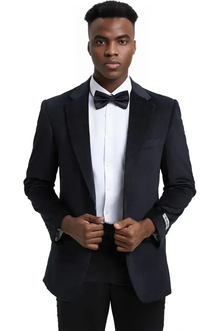 Mens Velvet Dinner Jacket - Velvet Tuxedo Jacket in Color Black