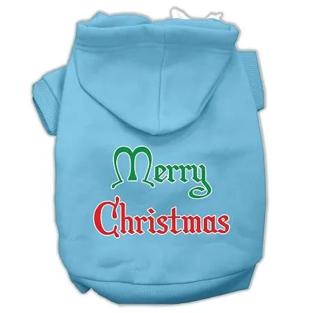 Merry Christmas Screen Print Pet Hoodies Baby Blue Size Sm (10)