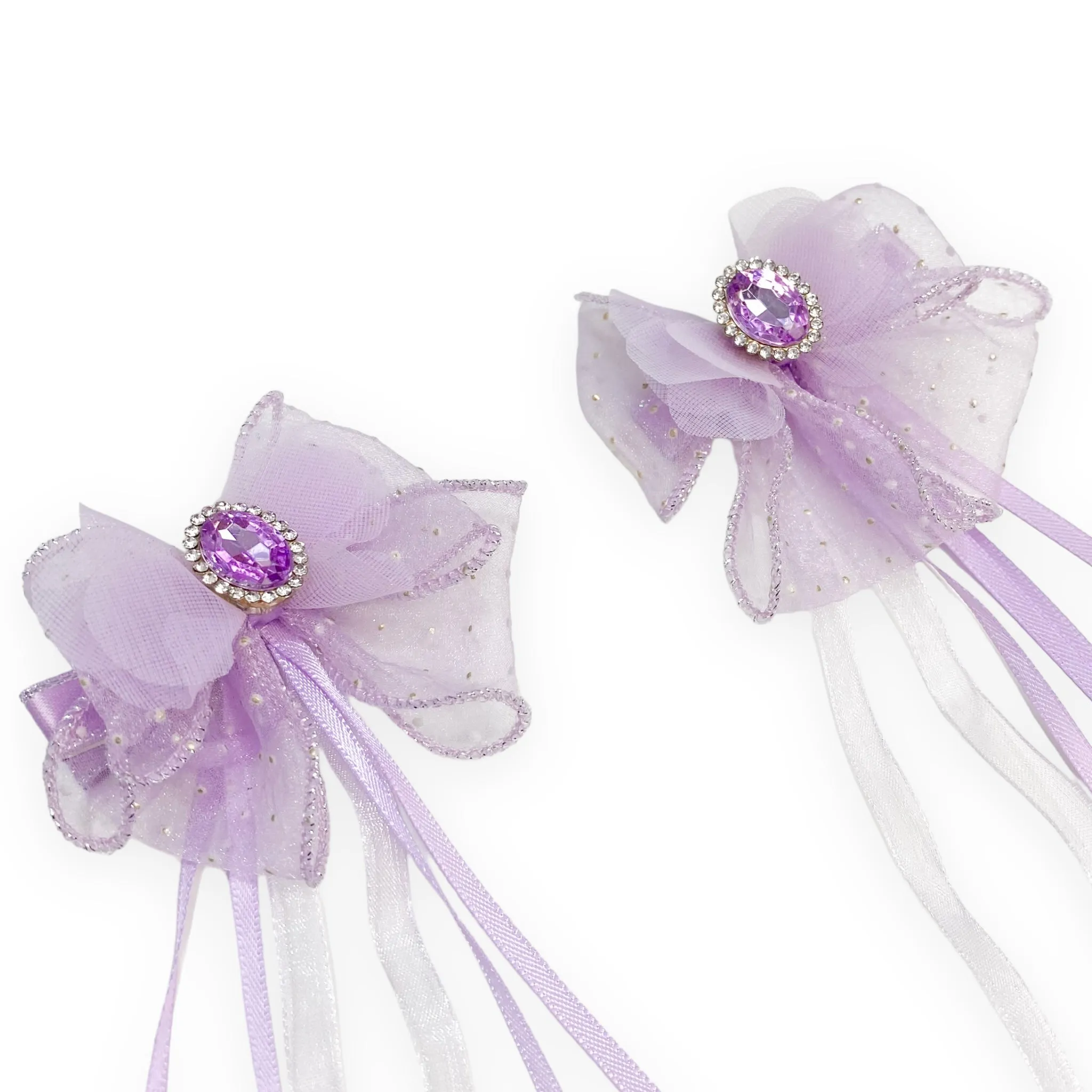 Mesh Bow Hair Clip (Set) - Purple