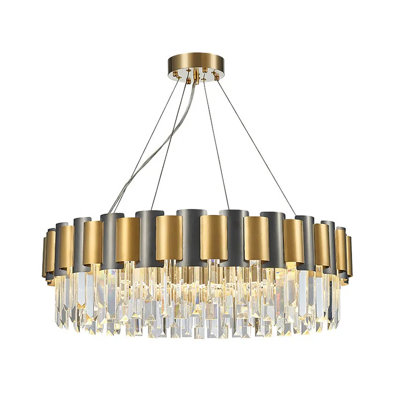 Modern Tiered Icicle Pendant Lamp - 8/12-Light Golden Chandelier - Clear Crystal