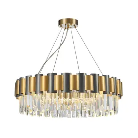 Modern Tiered Icicle Pendant Lamp - 8/12-Light Golden Chandelier - Clear Crystal