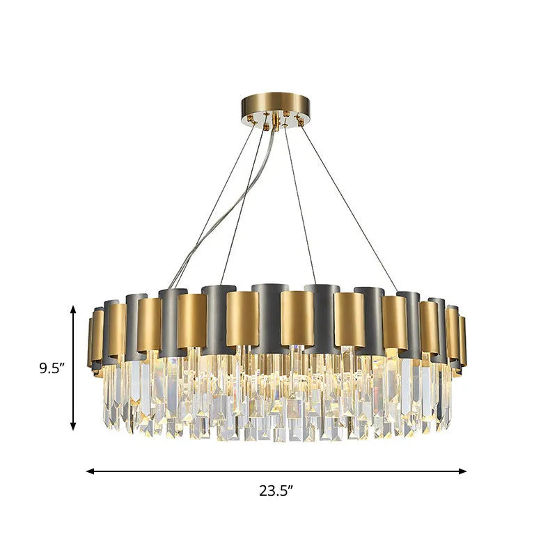 Modern Tiered Icicle Pendant Lamp - 8/12-Light Golden Chandelier - Clear Crystal