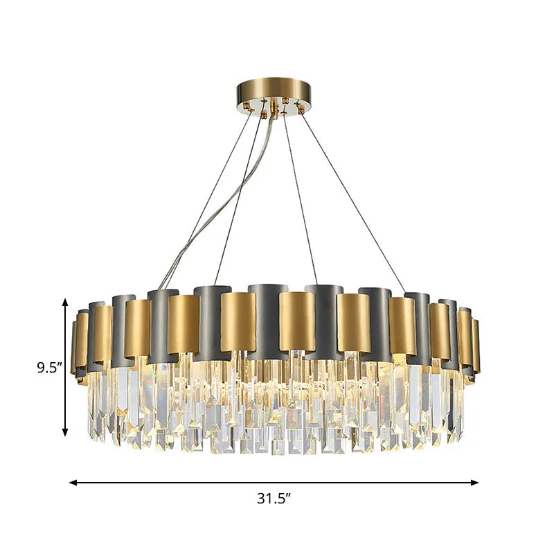 Modern Tiered Icicle Pendant Lamp - 8/12-Light Golden Chandelier - Clear Crystal