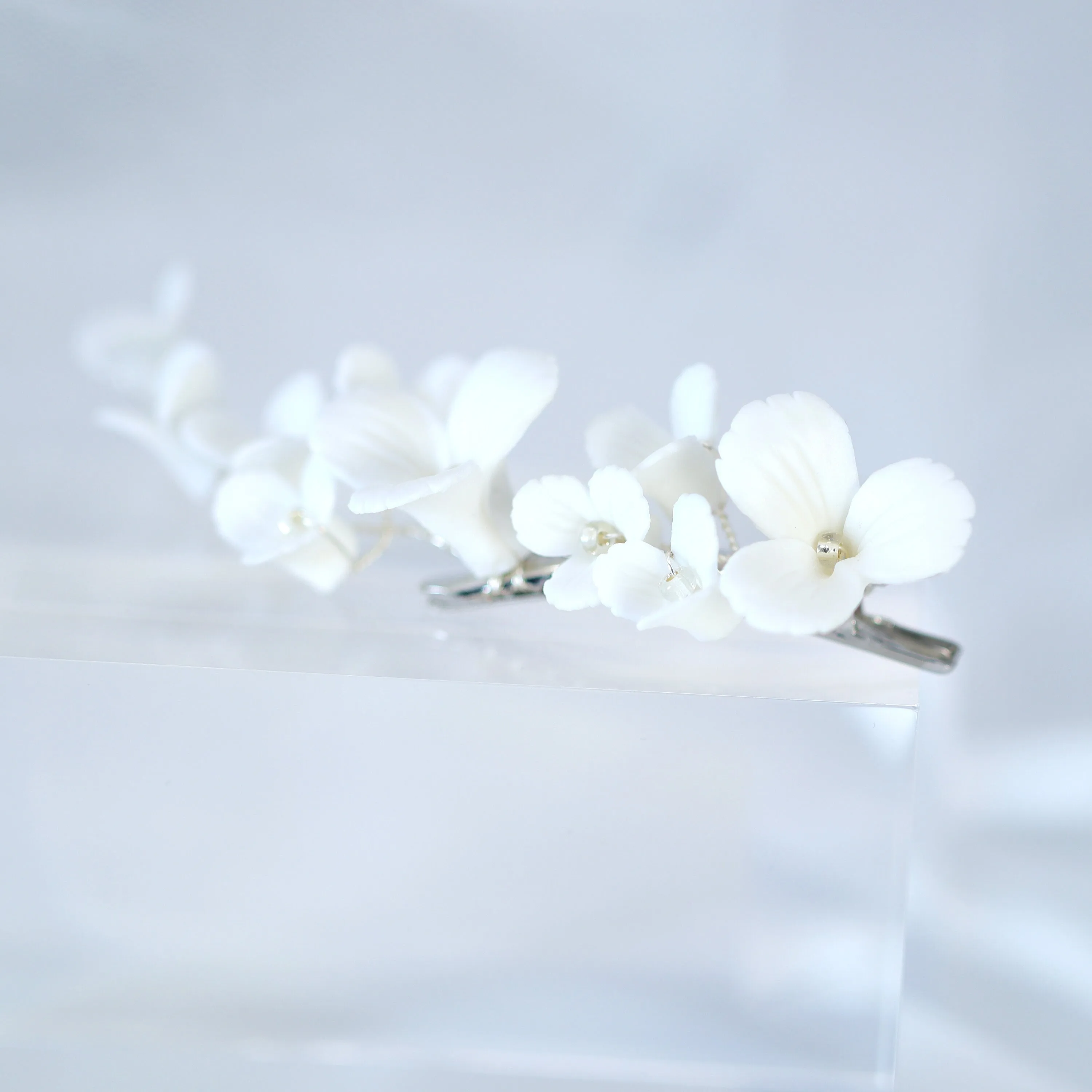 Moonlit Porcelain White Floral Blossom Bridal Hair Clip , Bridal Hair Accessories, Bridesmaid Gift, Wedding Hair Accessory, Large Hair Clip.