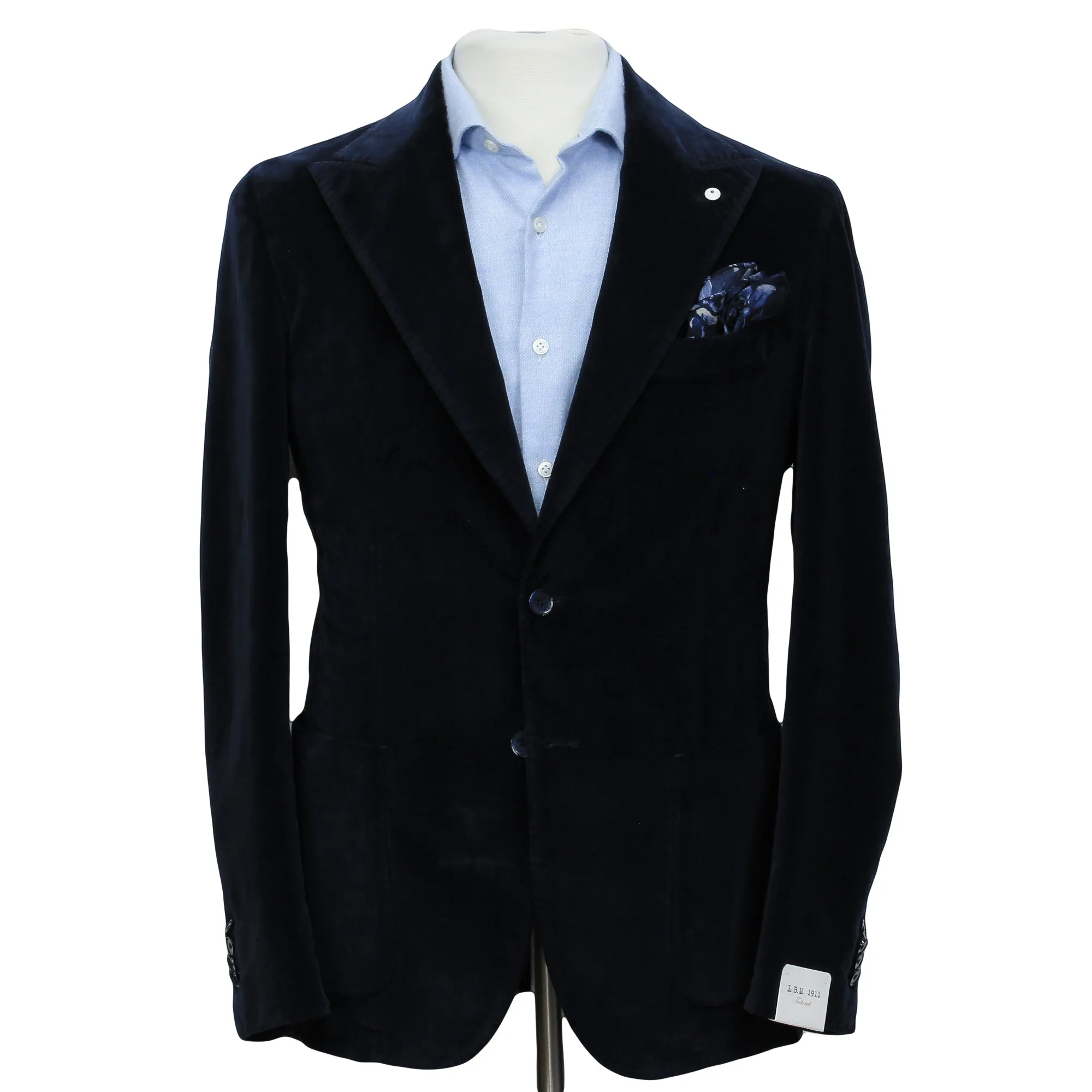 Navy Blue Cotton-Lyocell Velvet Contemporary Sport Jacket - L.B.M. 1911