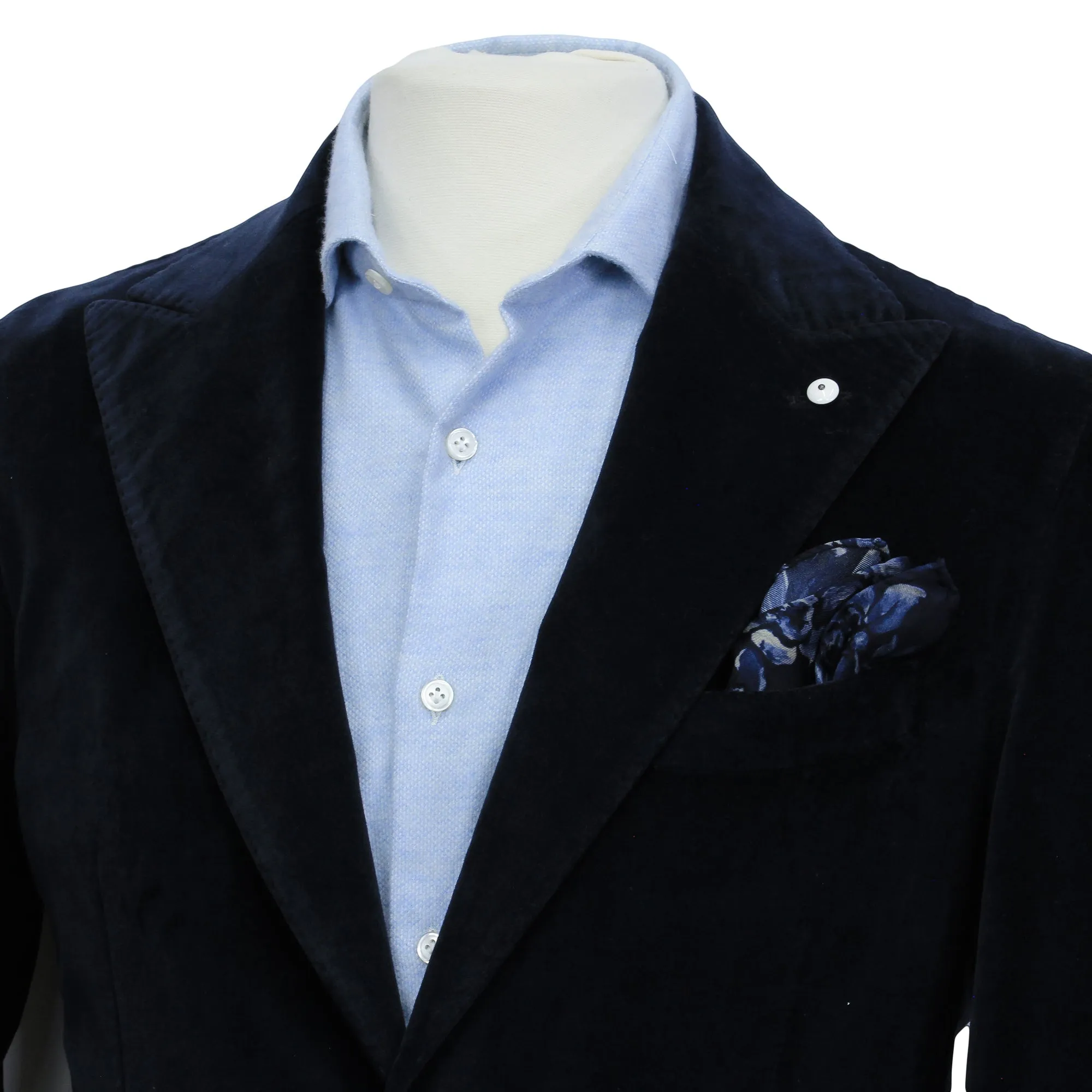 Navy Blue Cotton-Lyocell Velvet Contemporary Sport Jacket - L.B.M. 1911