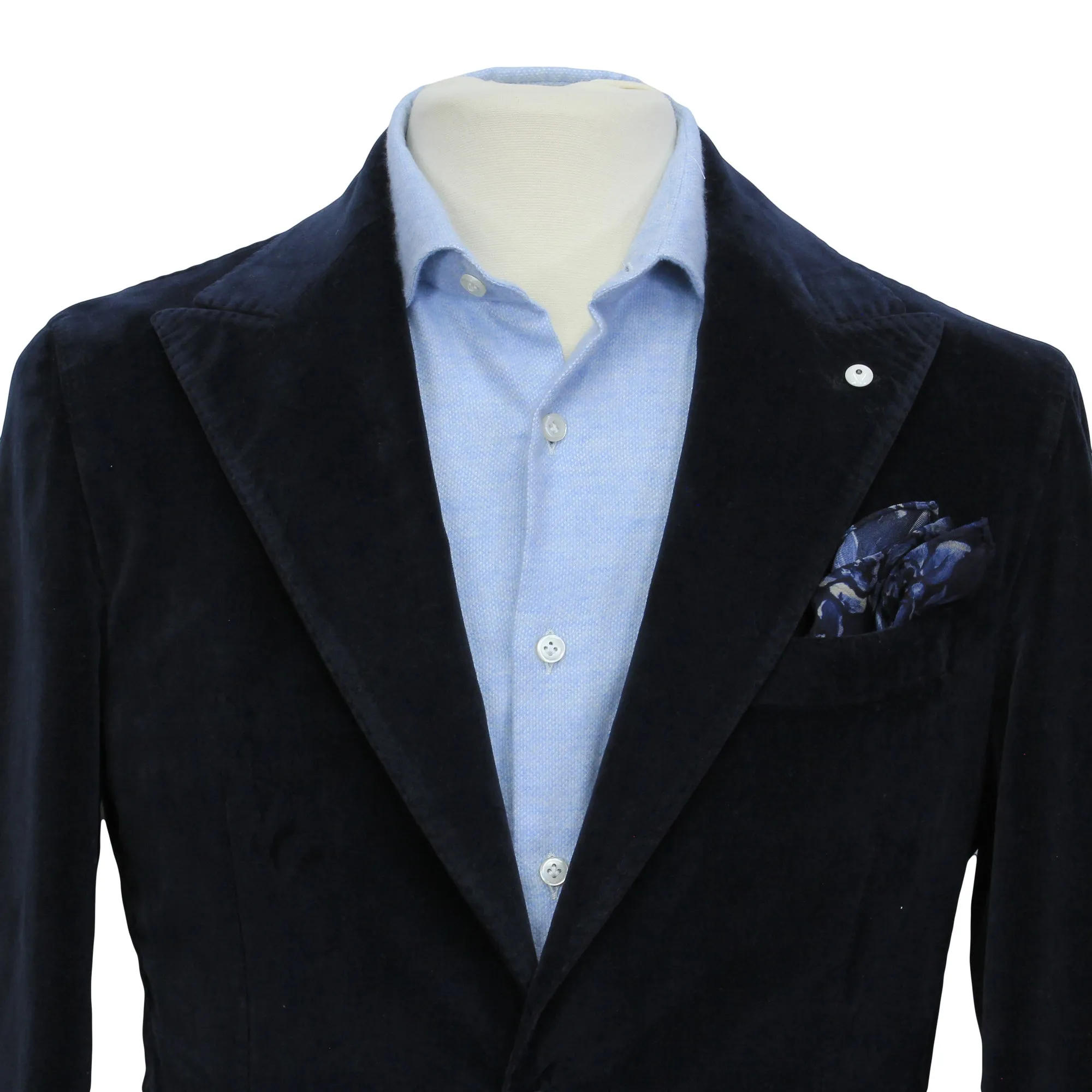 Navy Blue Cotton-Lyocell Velvet Contemporary Sport Jacket - L.B.M. 1911