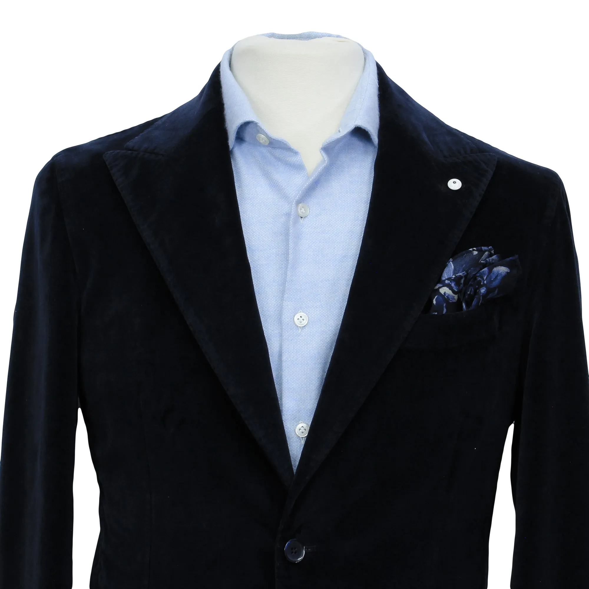 Navy Blue Cotton-Lyocell Velvet Contemporary Sport Jacket - L.B.M. 1911