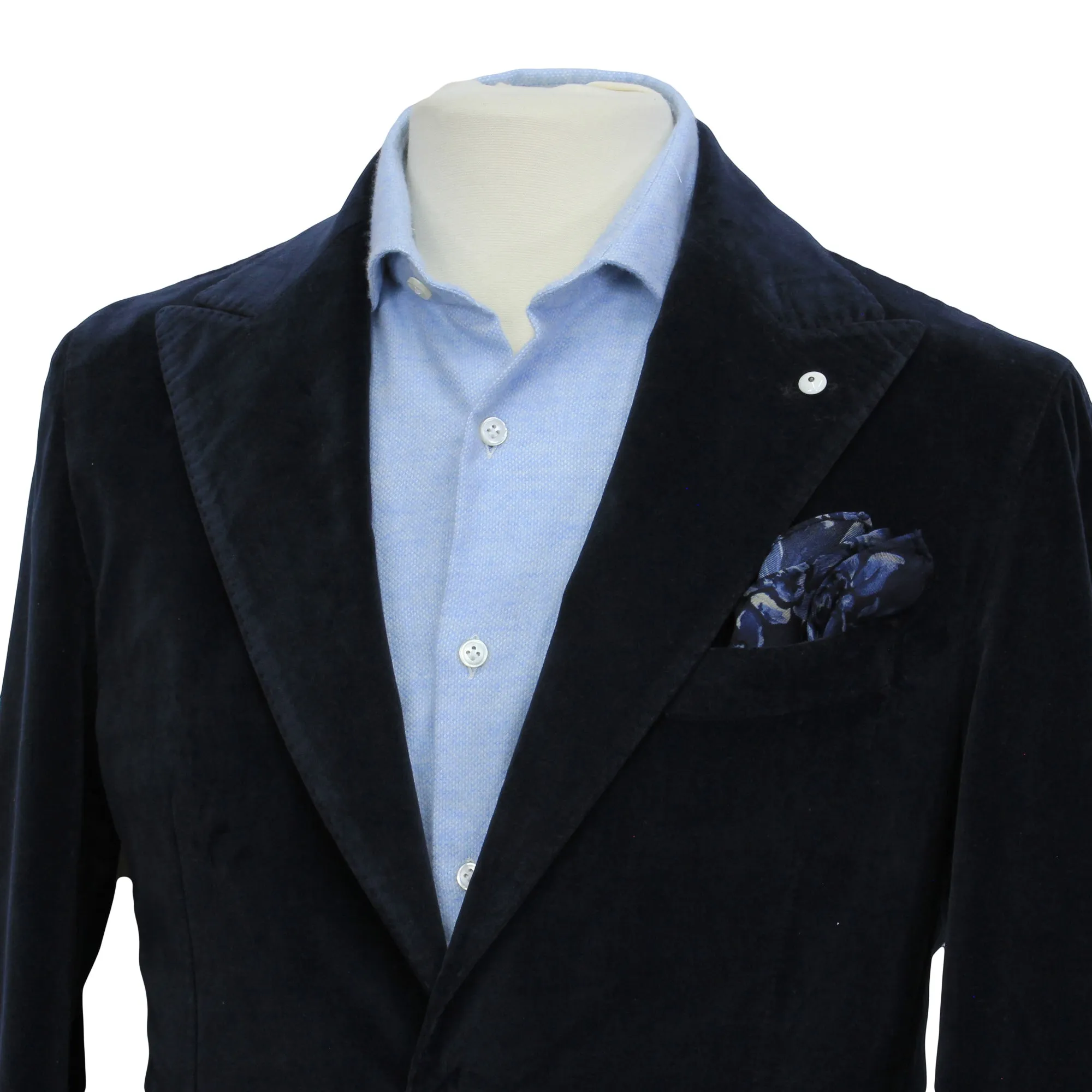 Navy Blue Cotton-Lyocell Velvet Contemporary Sport Jacket - L.B.M. 1911