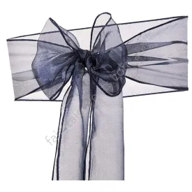 Navy organza shimmer chair sash