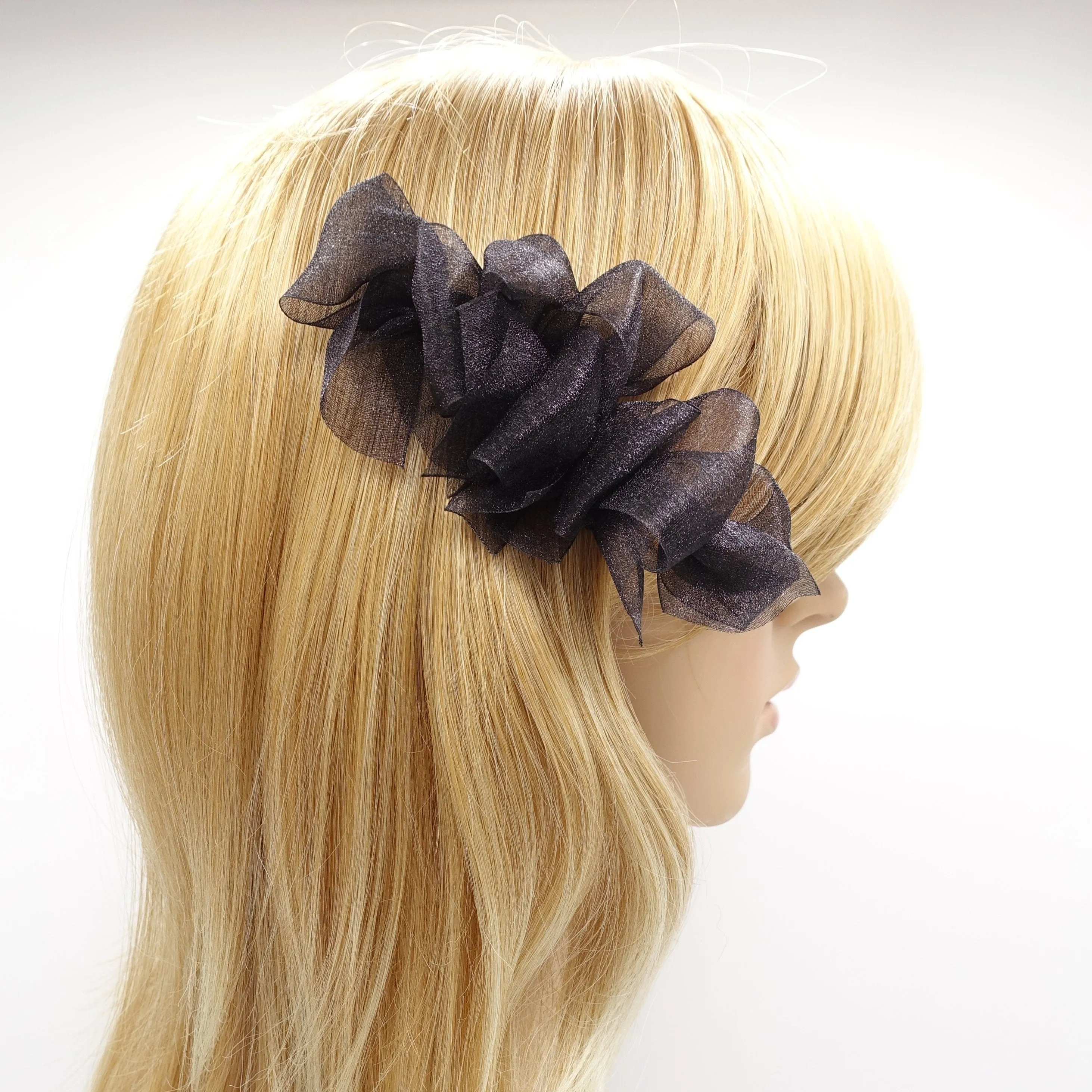 organza bow hair clip, mini hair bow clip