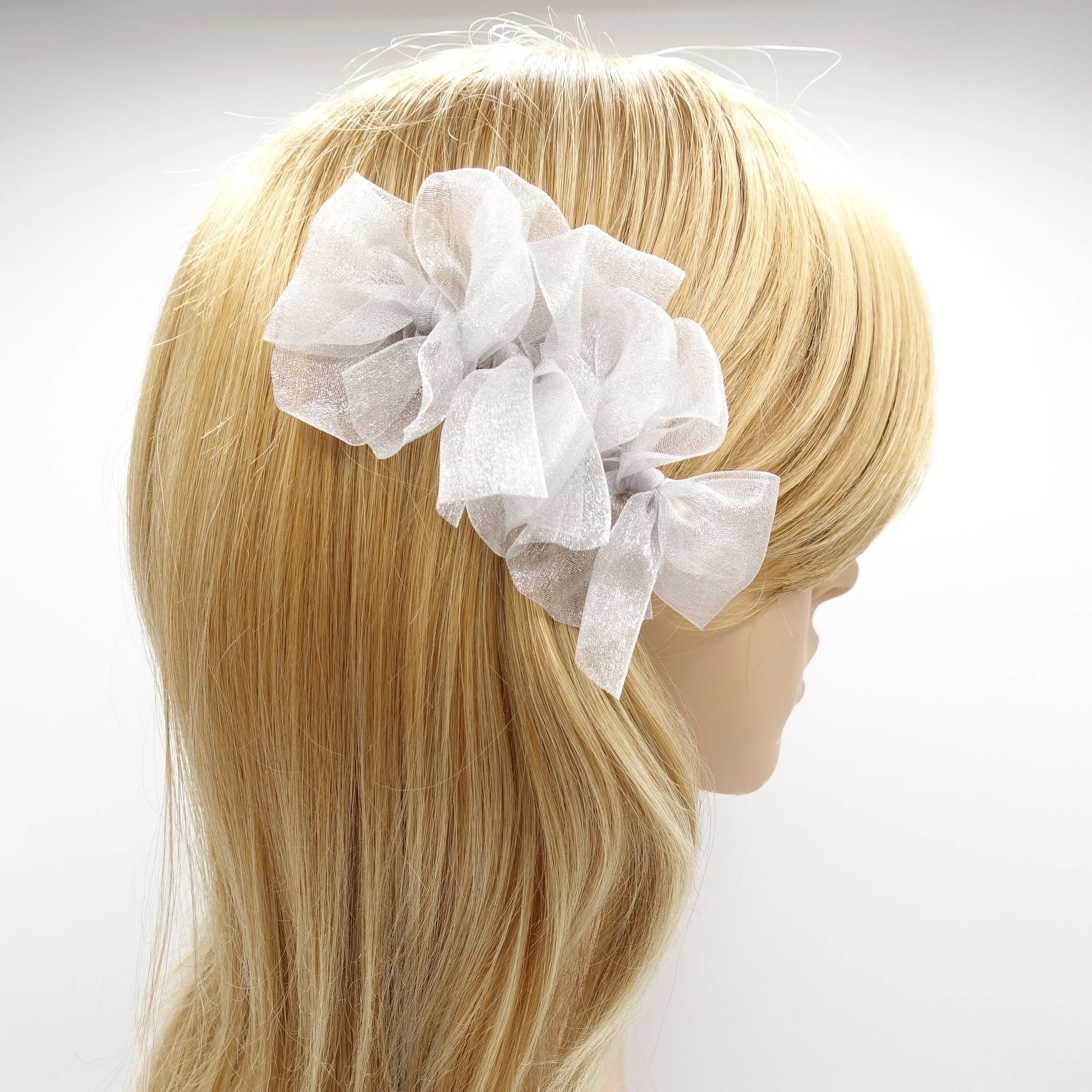 organza bow hair clip, mini hair bow clip