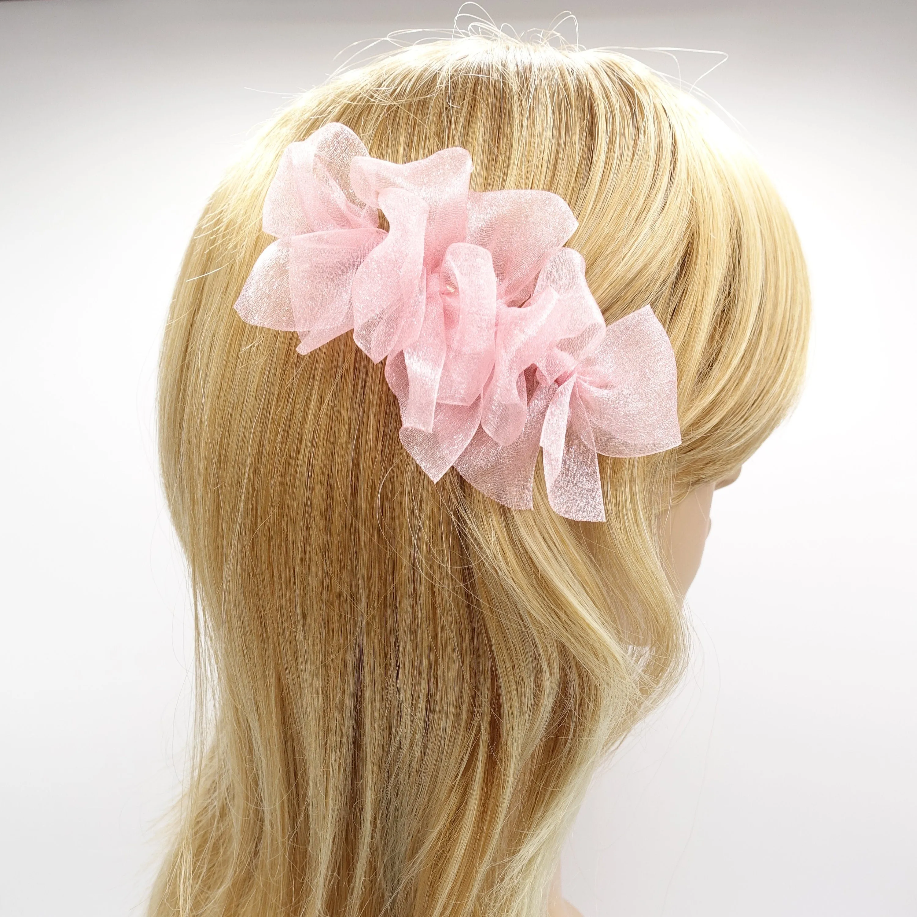 organza bow hair clip, mini hair bow clip