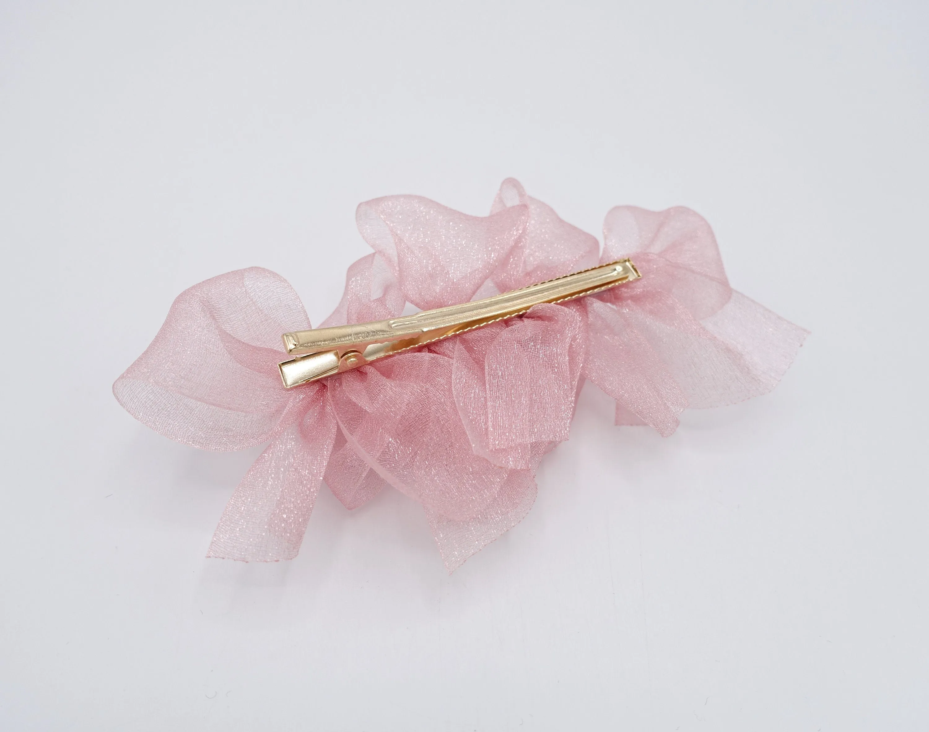 organza bow hair clip, mini hair bow clip