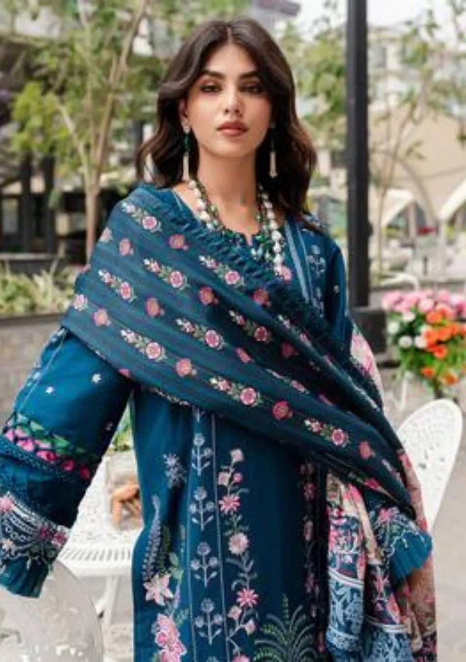 Parishay-Embroidered Wool-Blue-3PC