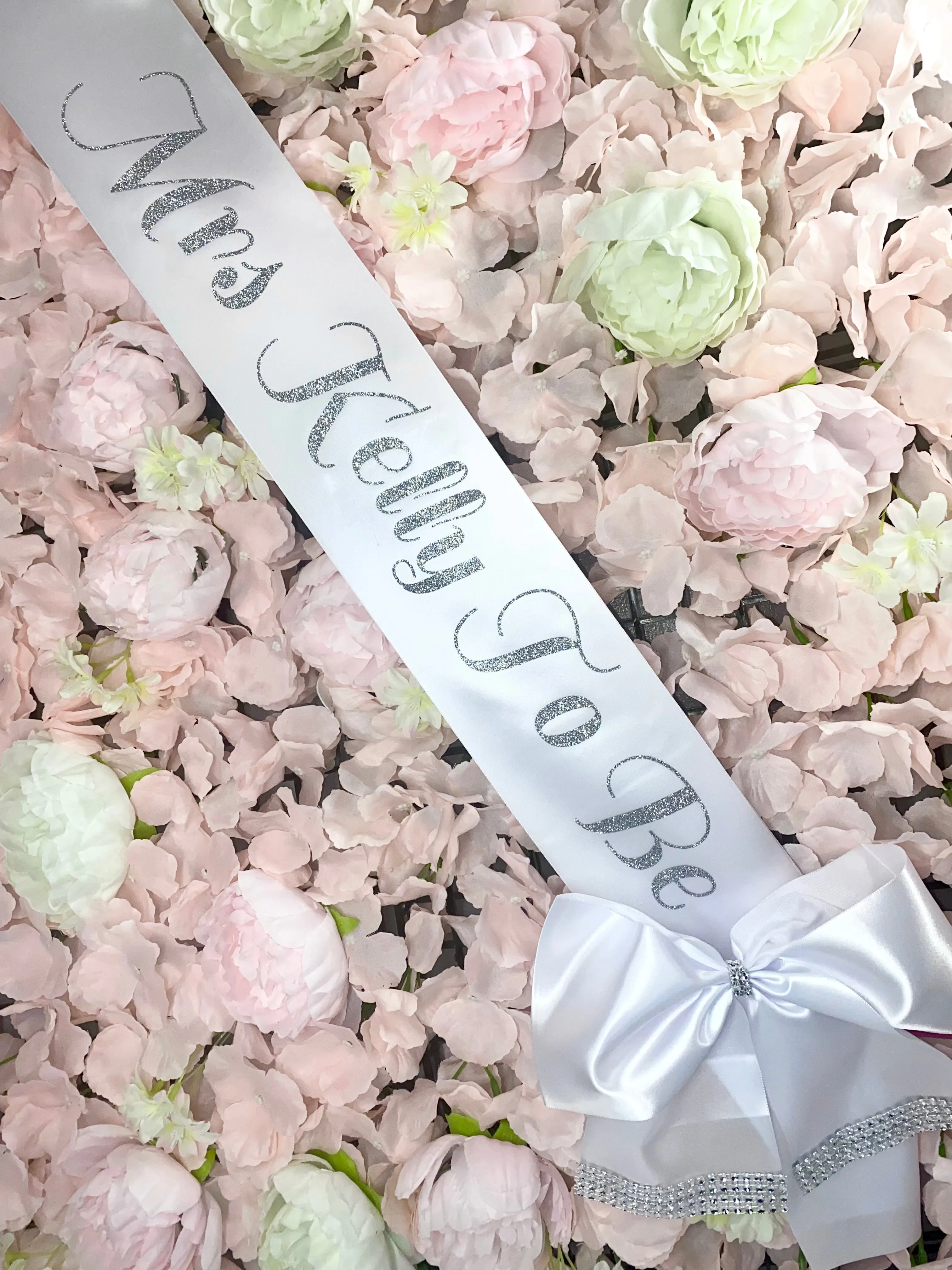 Personalised Satin Bow Sash | White