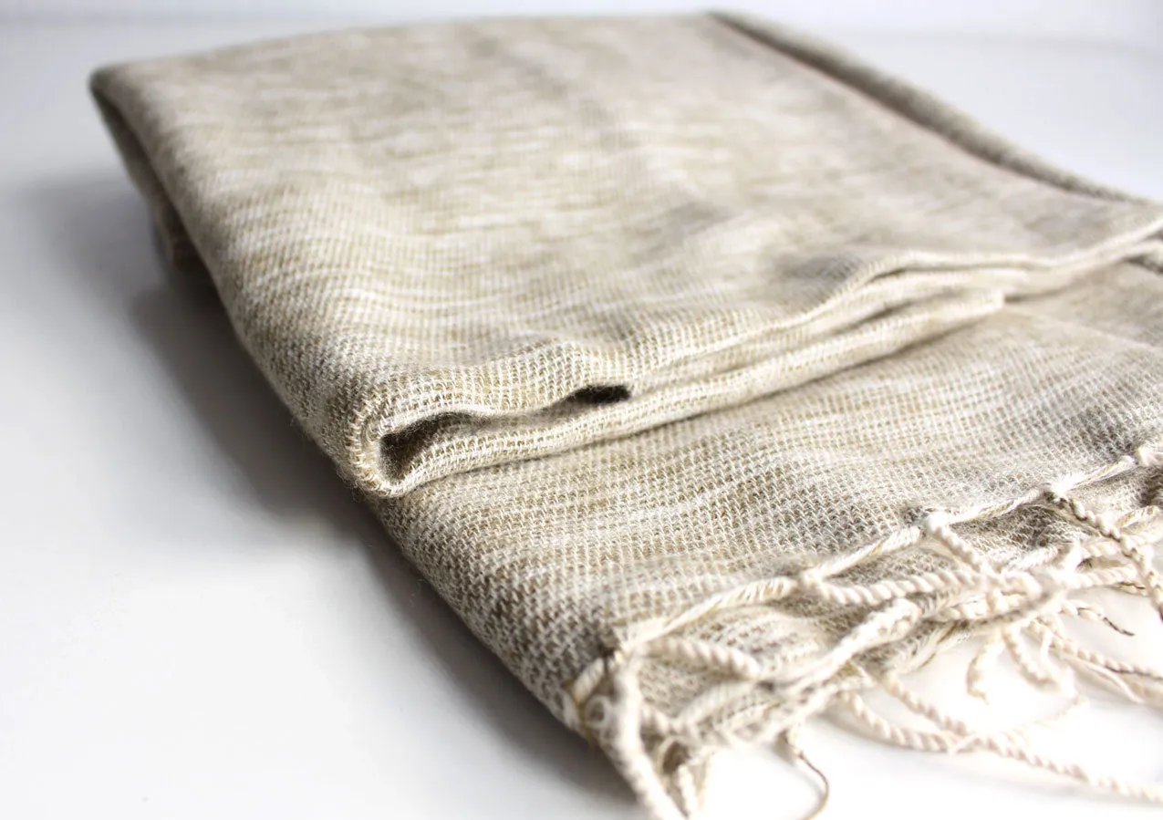 Plain Yak Wool Shawl Cream