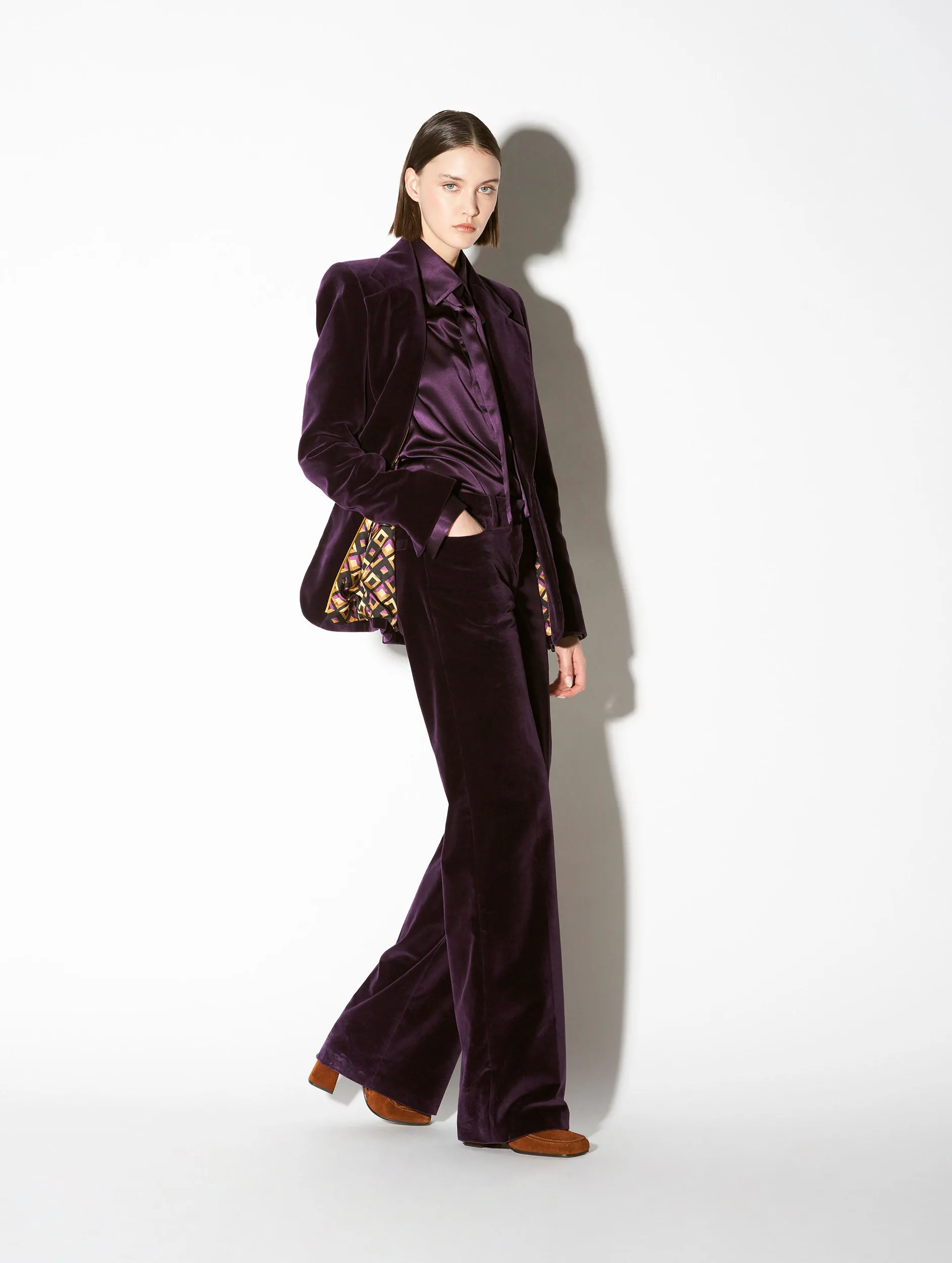 Plum smooth velvet suit jacket