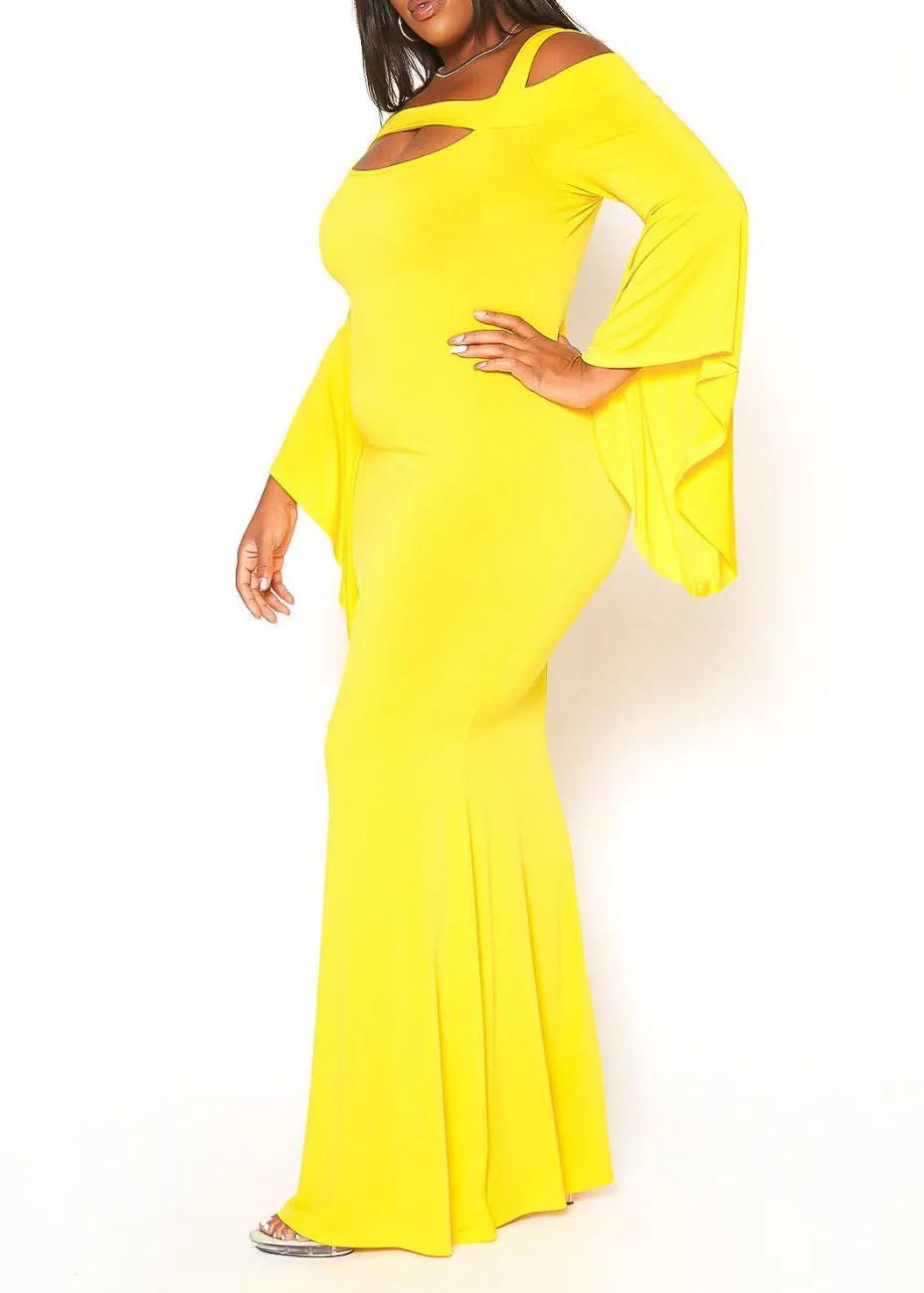 Plus Size Angel Sleeve Evening Gown