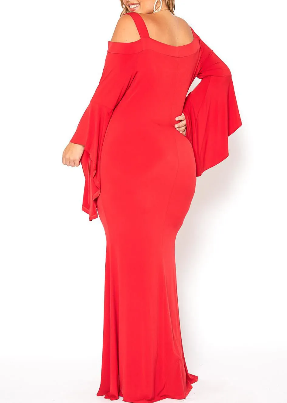 Plus Size Angel Sleeve Evening Gown