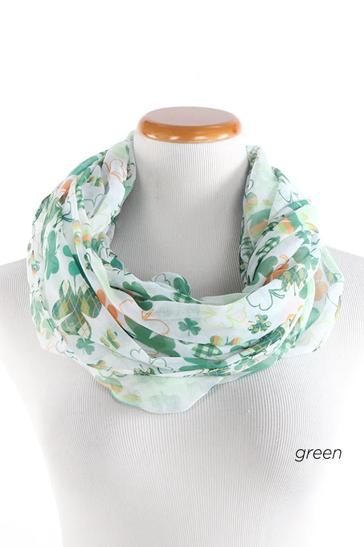 PTINF901 - Multi Pattern Shamrocks Infinity Scarf 30x70