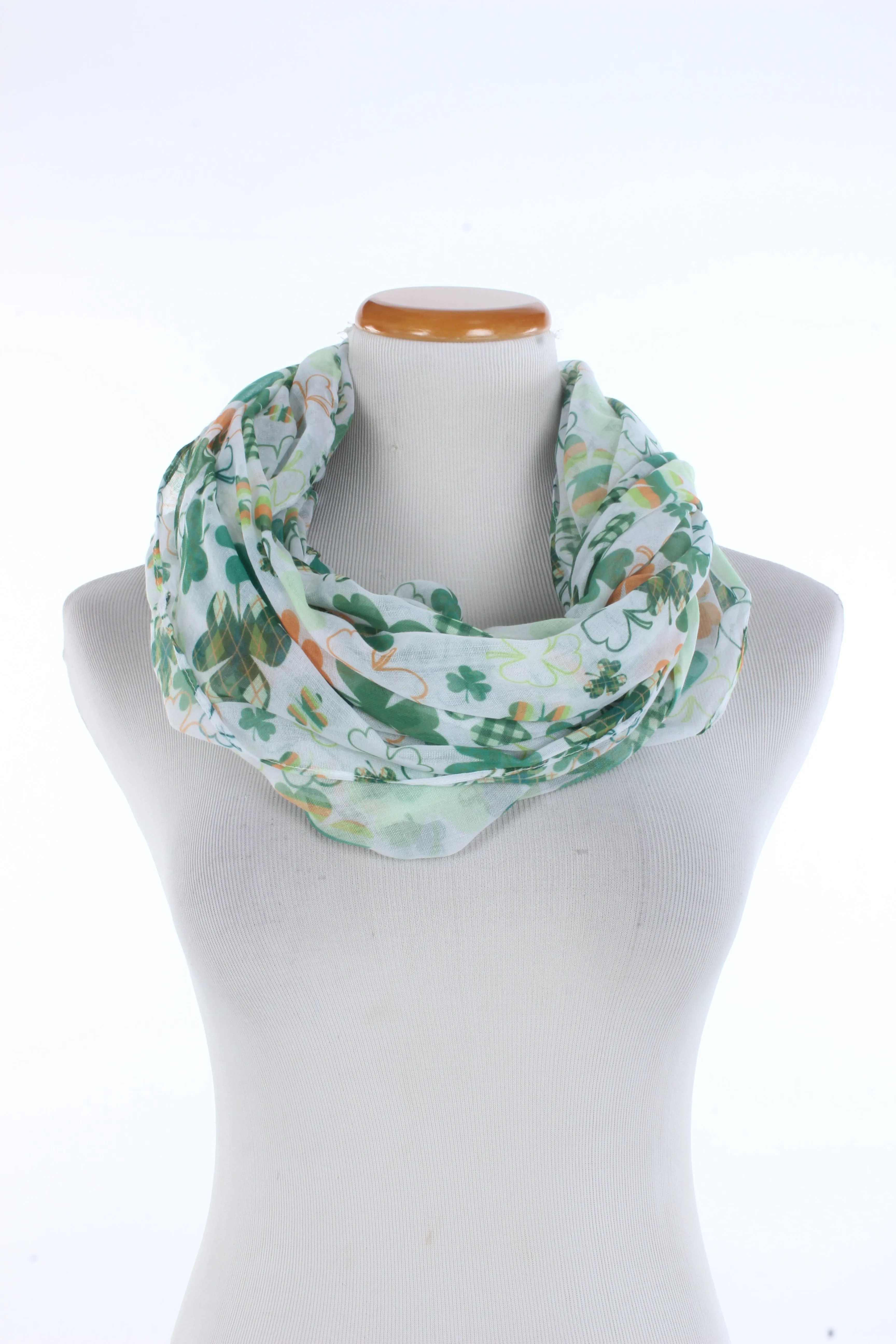 PTINF901 - Multi Pattern Shamrocks Infinity Scarf 30x70