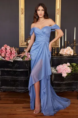 RIVER Curve Paris Blue Off Shoulder Mermaid Formal Dress