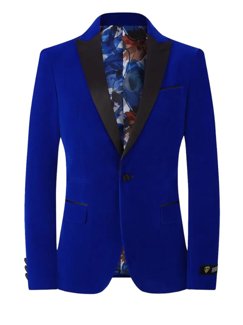 Royal Blue Men's velvet Blazer Peak Lapel with Bowtie Style No-VS1602