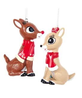 Rudolph or Clarice Ornament w/Scarf