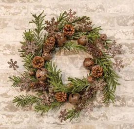 Rusty Glitter Bell & Snowflake Pine Wreath