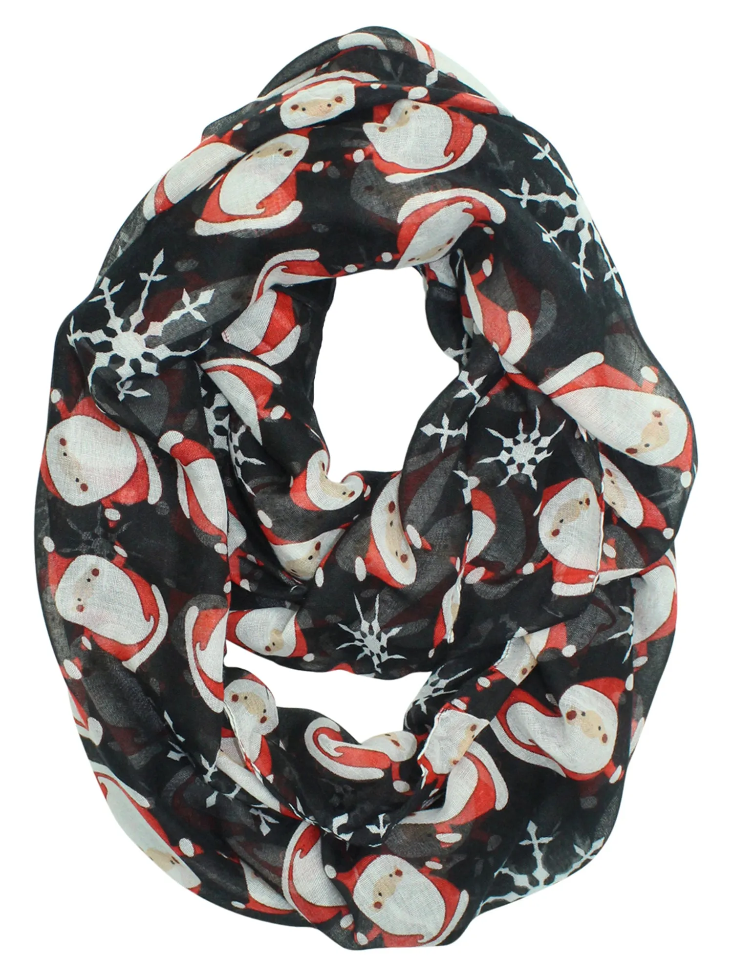 Santa & Snowflakes Christmas Holiday Circle Infinity Scarf