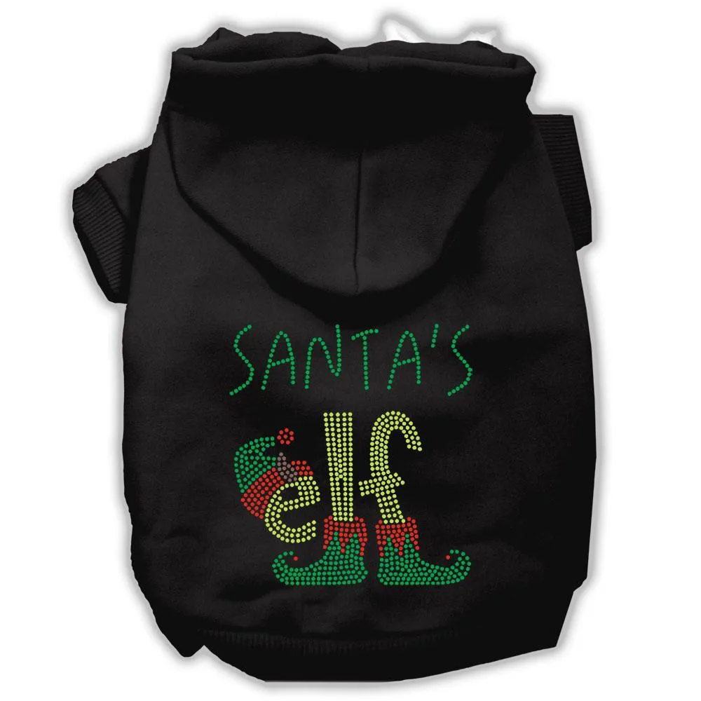 Santa's Elf Rhinestone Dog Hoodie Black Xl (16)