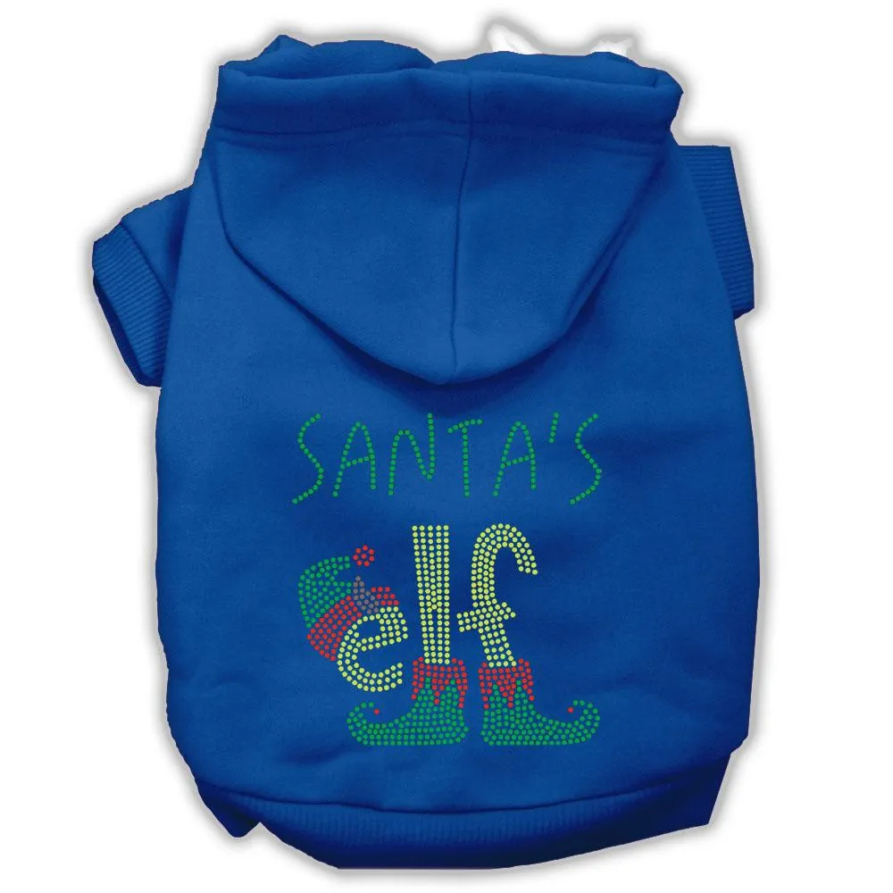 Santa's Elf Rhinestone Dog Hoodie Blue L (14)