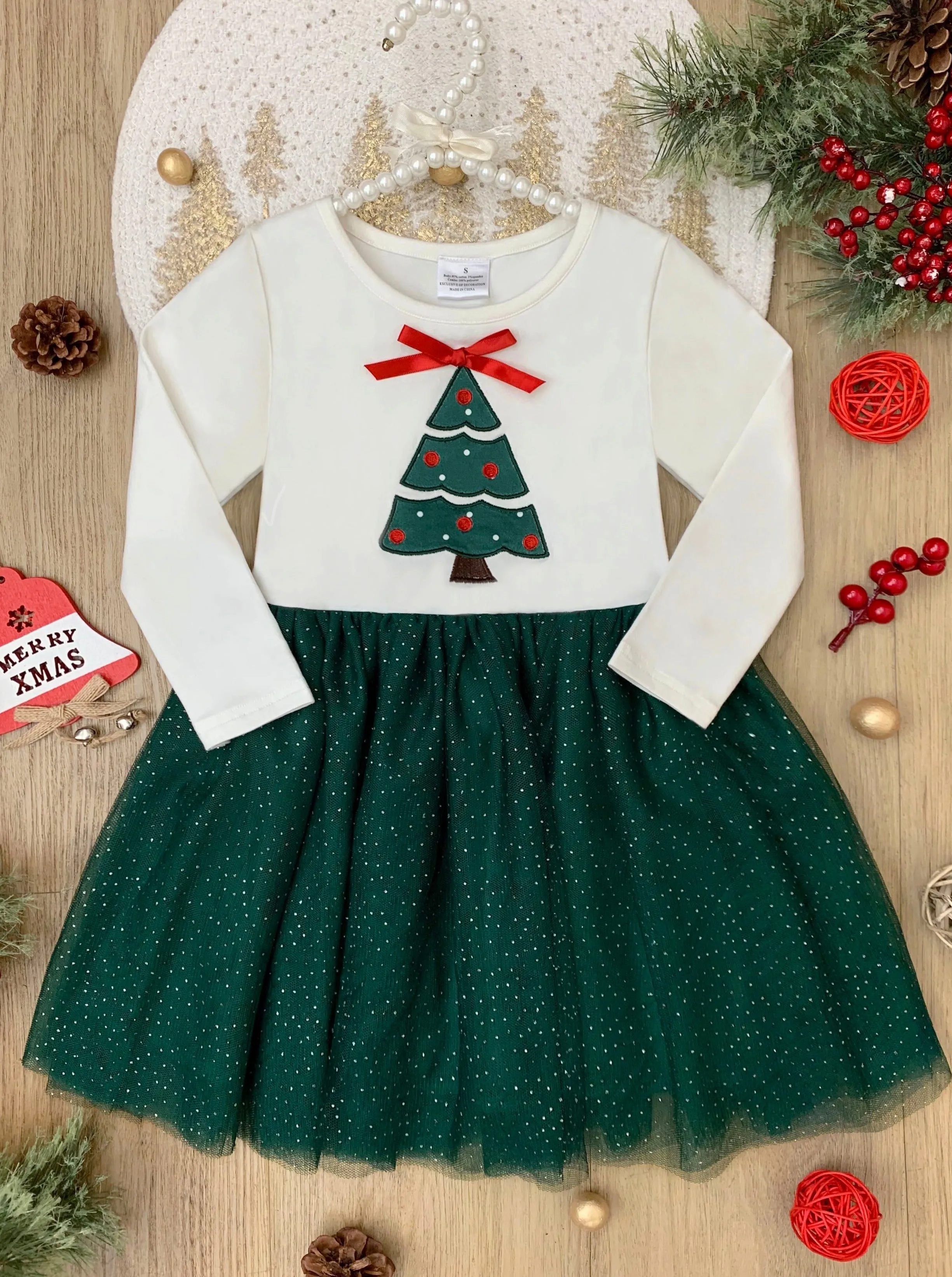 Santa's Fave Girl Christmas Tree Tutu Dress