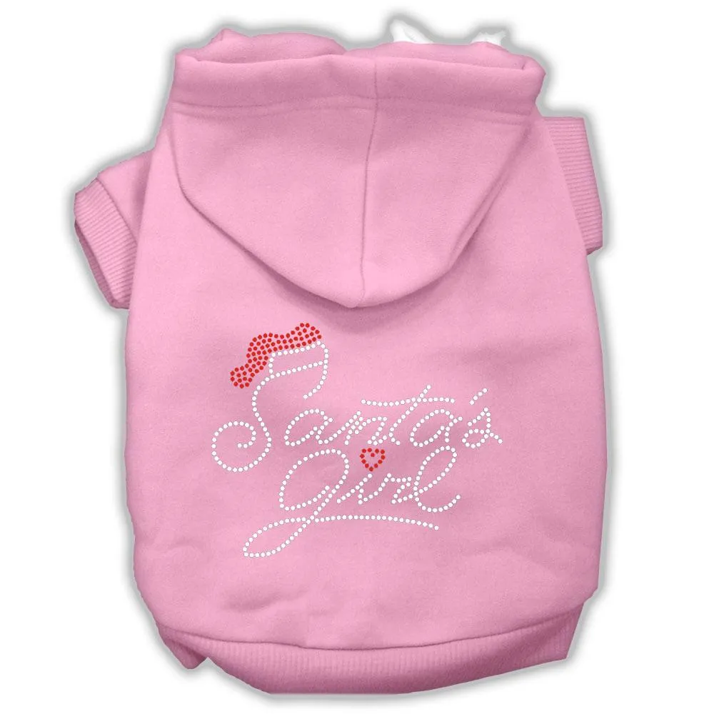 Santa's Girl Rhinestone Dog Hoodie Light Pink Xxl (18)