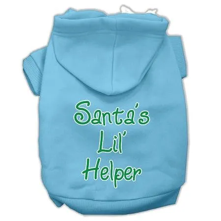 Santa's Lil' Helper Screen Print Pet Hoodies Baby Blue Size XXL (18)