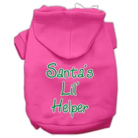 Santa's Lil' Helper Screen Print Pet Hoodies Bright Pink Size Lg (14)