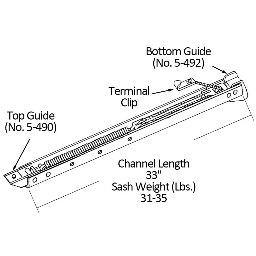 Single Hung Sliding Window 33" Sash Balance With Wings 31-35 Lbs