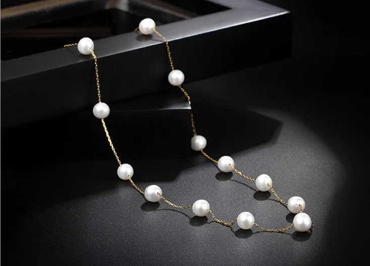 Snowy Dewdrops Pearl Necklace